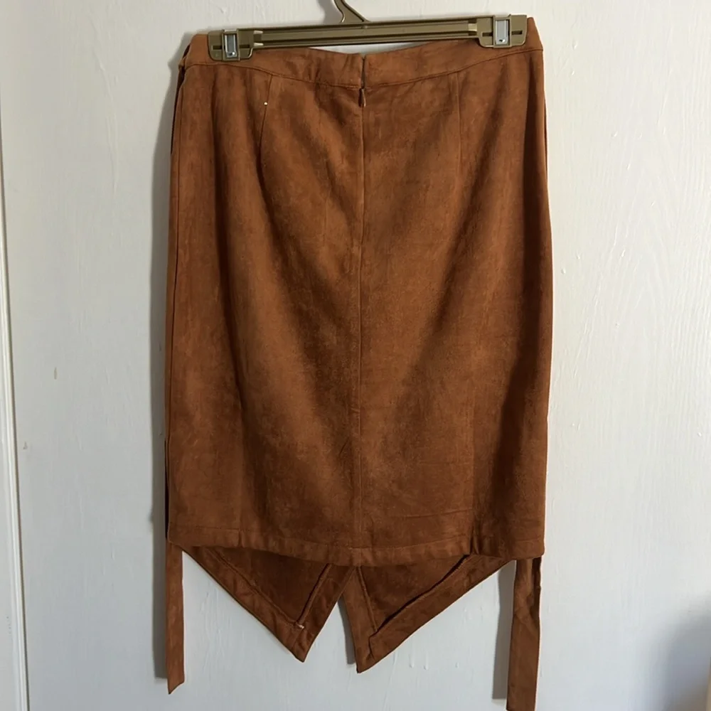 Suede Tan Midi Skirt - Picture 2 of 2